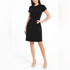 NWT Women's Karl Lagerfeld Paris Delani Black Belted Dress Size 10